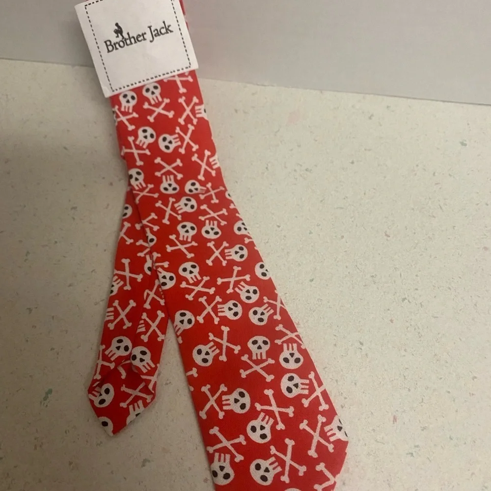 Brother Jack Red Kids Tie with Skull Design (Pirate)